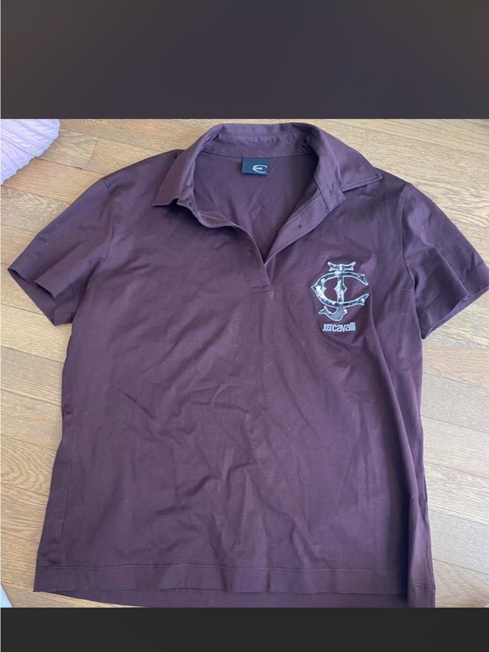 Just Cavalli Women's Short Sleeve Polo in Chocolate Brown